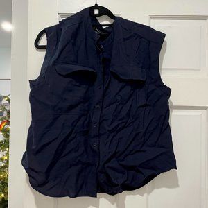 Banana Republic Navy Button Down Sleeveless Blouse